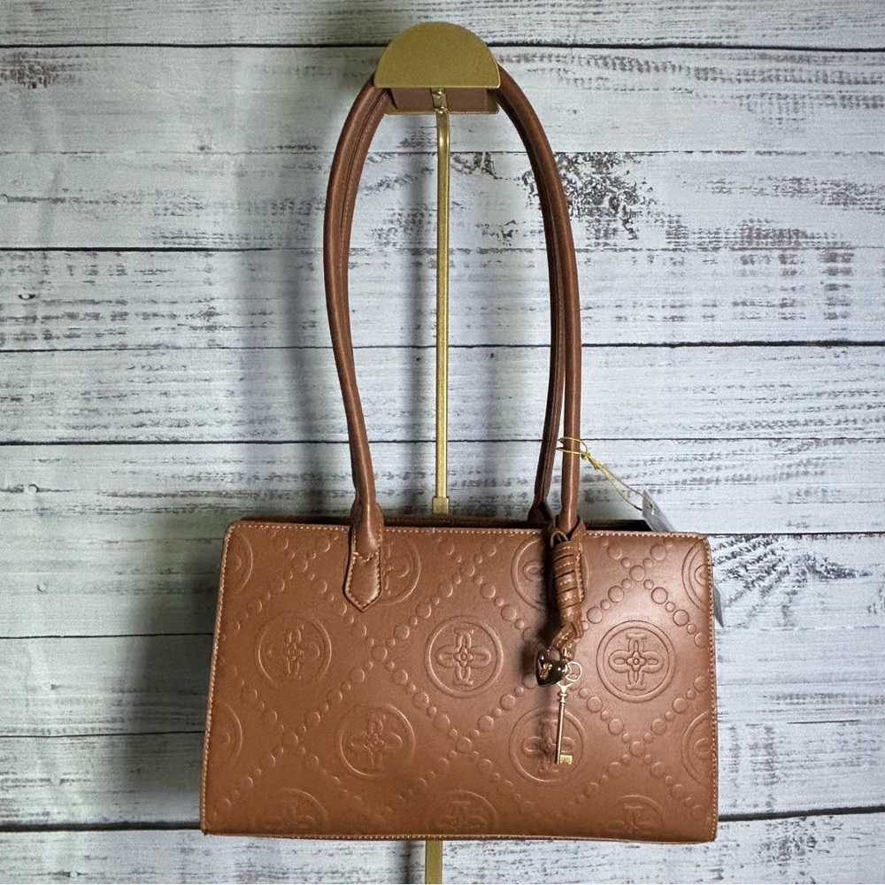 Chic Tan Embossed Shoulder Bag